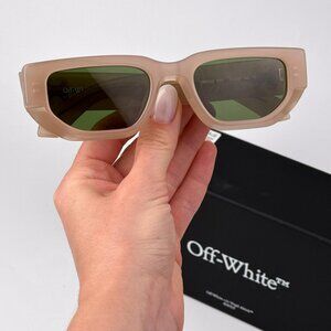 Off-White GREELEY Sunglasses – Beige Frame Green Lenses | Model OERII115 1755